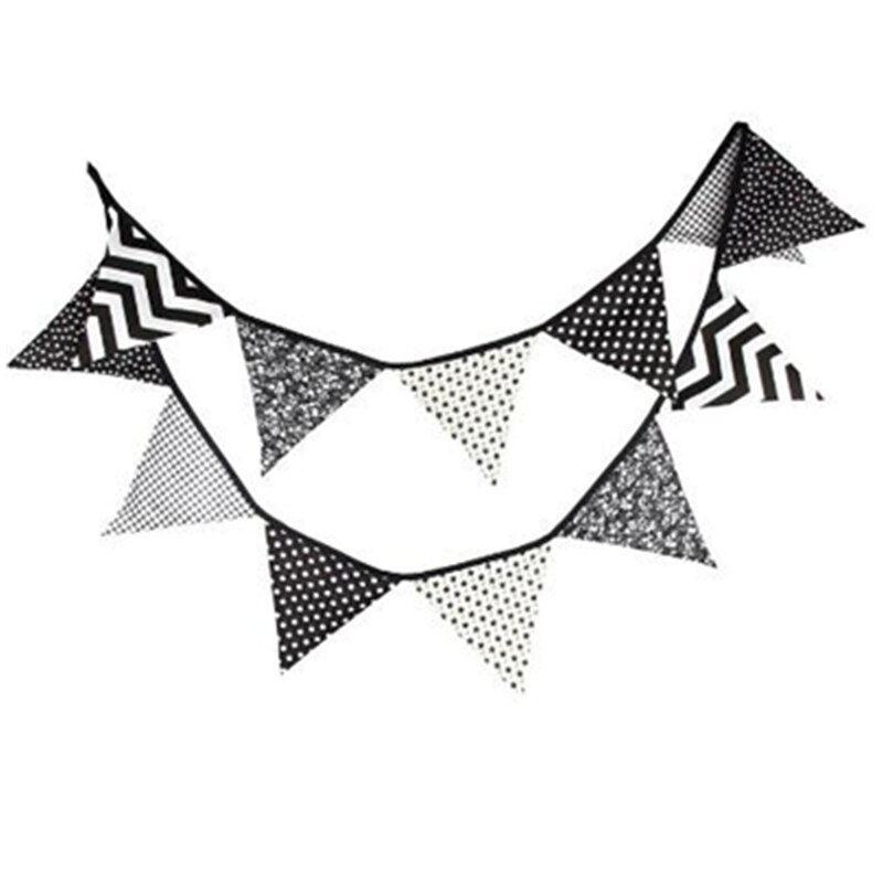 in Bianco e nero di Stoffa Bandiera Bambini Giocano Tenda Della Decorazione Dei Bambini Del Ragazzo Del bambino Scuola Materna Della Parete Della Decorazione Appesa Puntelli Pendenti con Gemme E Perle Ornamenti Partito