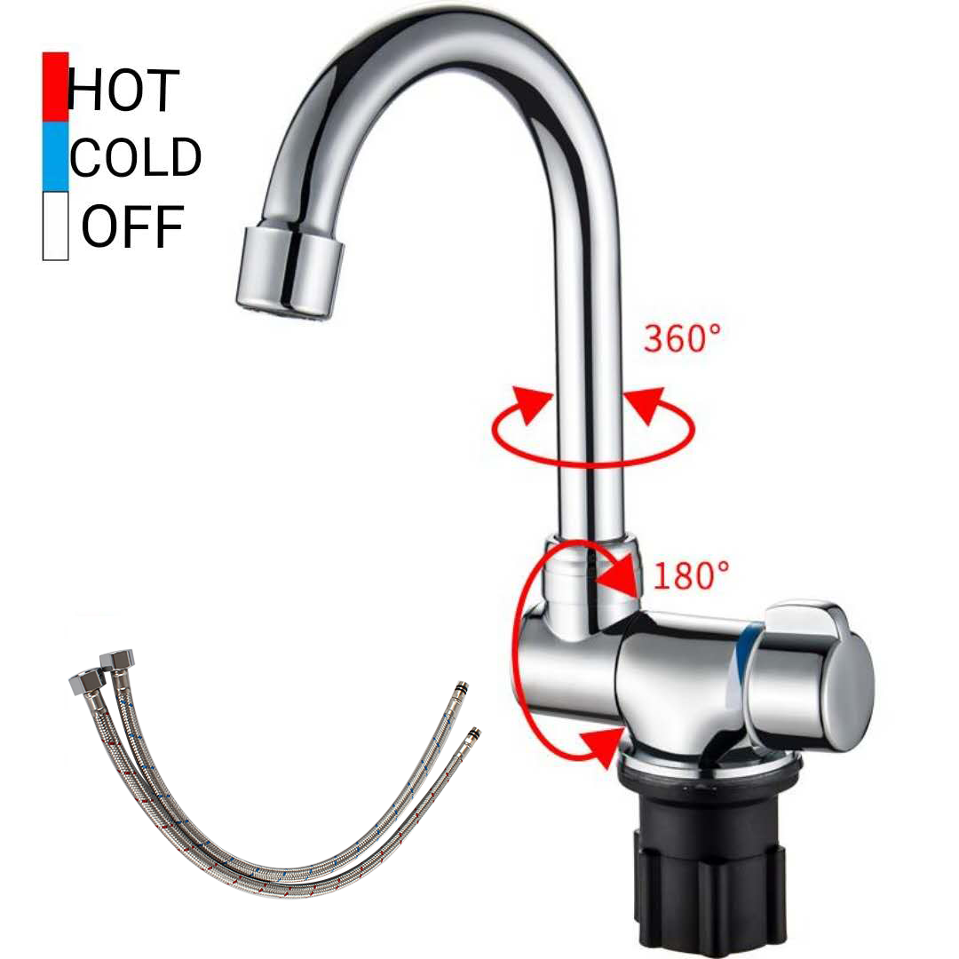 Robinet RV pliable à 180 degrés, évier rotatif à 360 degrés, robinet ou froid, cuisine, salle de bains, caravane, accessoires de robinet marin RV