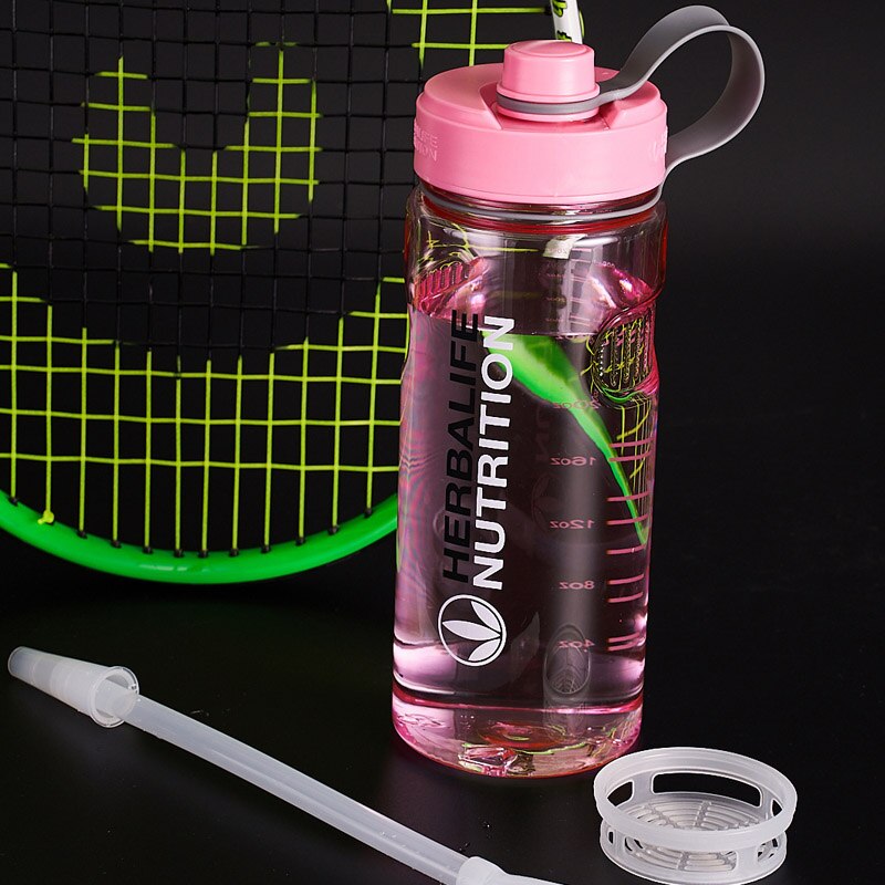 1000ml Herbalife Nutrition Food grade Plastic sports drink straw water bottle with lid scale mark: Pink1