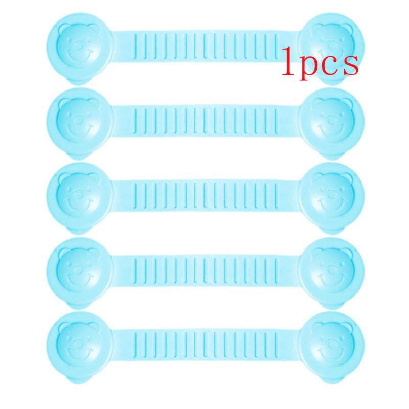Barnejusterbar sikkerhetslås, fleksibel og sterk, multifunksjonell dørlås til kjøleskap: Blå 1 stk