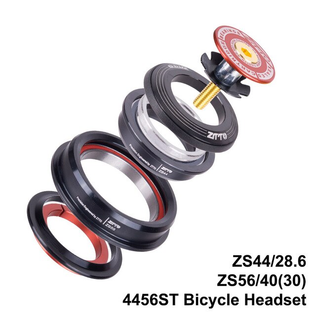 MTB Bike Road Bicycle Tapered Headset 44mm 56mm CNC 1 1/8"-1 1/2" Tapered Tube Fork Integrated Angular Contact Bearing 4456ST: Red