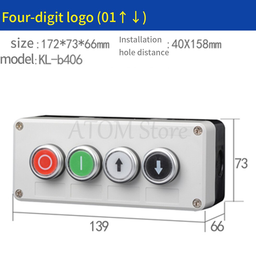 Button switch control box emergency stop waterproof button indicator box plastic start electric box: Orange