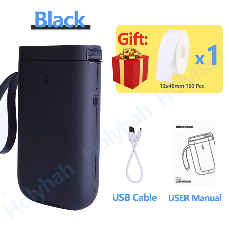 Niimbot D11 Mini Portable Thermal Label Printer Pocket Tape Sticker Label Maker For Mobile Android iOS Phone: D11 Black