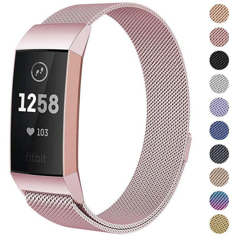 Magnetisk rem til fitbit charge 3 4 smart urbånd metal rustfri magnetisk rem armbånd erstatning sport ur rem