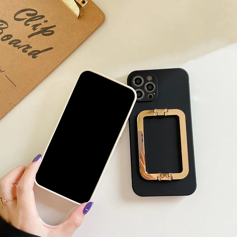 Phone Holder Case for IPhone 16 15 14 Pro Max 13 Mini 12 Xr XS X 8Plus Shockproof Funda Soft Coque Square Stand Protection Cover