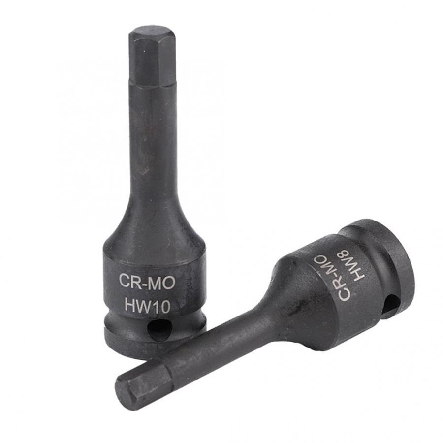 8Pcs 1/2in Drive Pneumatic Air Allen Hex Key Bit Socket Set H5-H19 Square Socket Extension Rod Adapter Quick Change Bit Holder