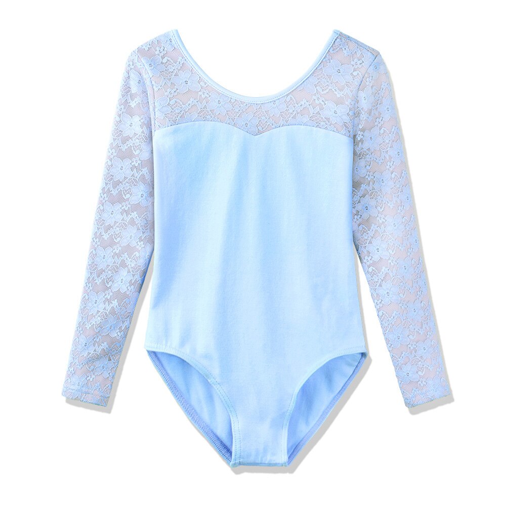 BAOHULU Peuter Tieners Meisjes Turnpakje Lange Mouw Katoen Ballet Kostuum 3-8 Jaar Kinderen Dans Slijtage Warm Bodysuit Kant roze