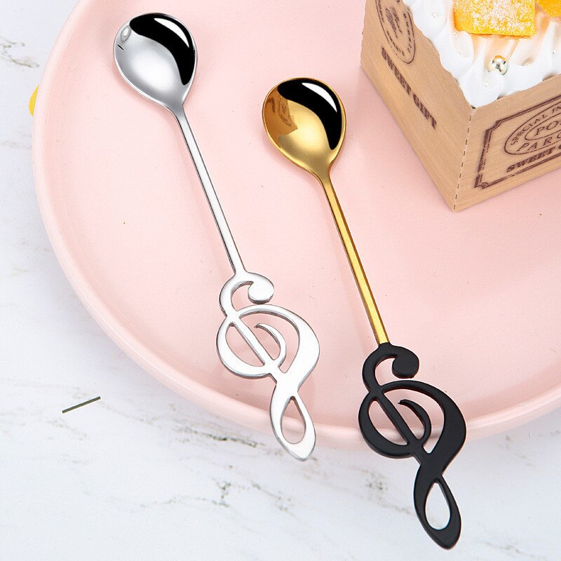 Stainless Steel Musical Note Spoon Tea Coffee Ice Cream Mixing Spoon Teaspoons Tableware Cutlery Kitchen Utensils