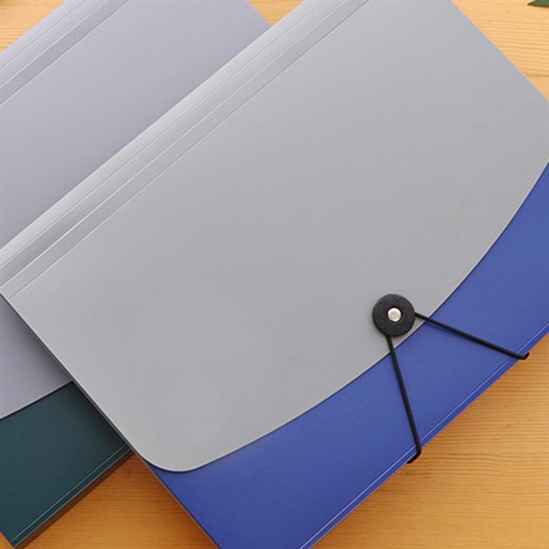1pc 13 Pockets Expanding File Folders Buckle A4 Accordion File Holder Organizer File Folder with Dividers (Blue)