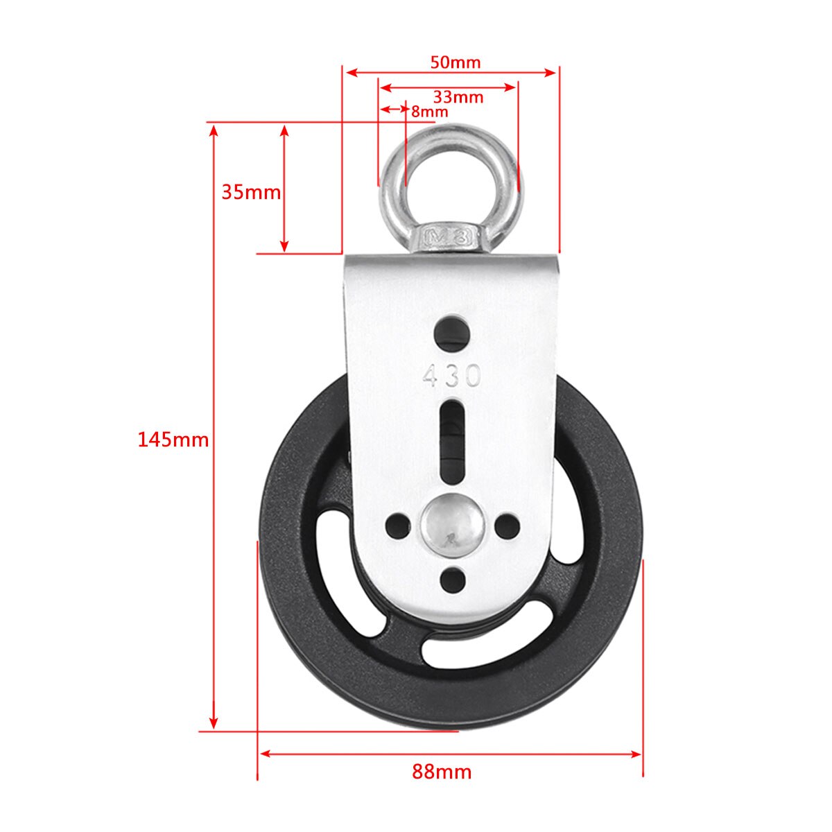 Fitness Pulley Cable System Aluminum Alloy Nylon Grooved Pulley Wall-mounted Rotating Silent Pulley DIY Lat Pulldown Attachments: 8