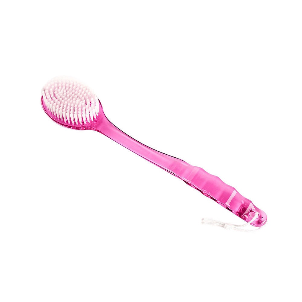 Long Handled Plastic bathroom Body Bath Shower Back Brush Scrubber Skin Cleaning Massager Tail lanyard Home#: Hot Pink 
