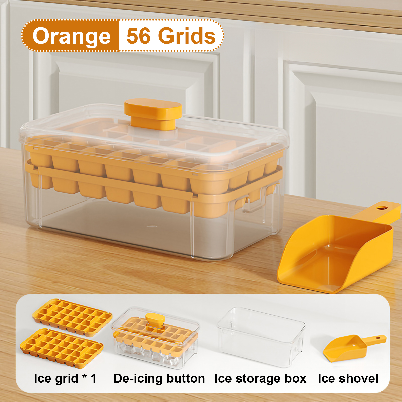 Ice Cube Tubs Household Ice Cube Artifact Large Capacity Ice Maker Press Refrigerator Homemade Food Grade Mold: Ivory