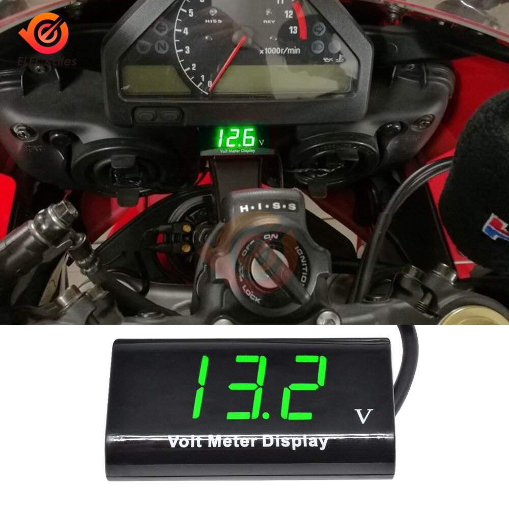 Dc 8-18v ipx 6 vandtæt digitalt voltmeter til bilmotorcykel 12v 0.56 tommer led display volt monitor spændingsmåler tester 0-100v