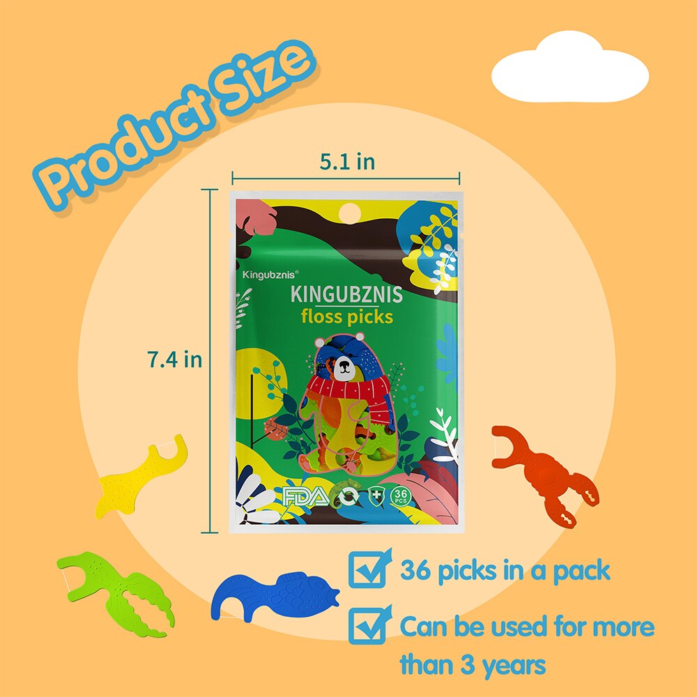 Kingubznis 180pz filo interdentale per bambini ragazzo pulito tra i denti simpatico cavalla a forma di animale filo interdentale er stuzzicadenti con filo