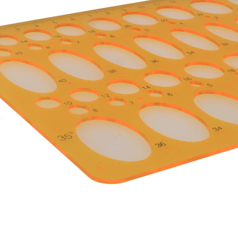 25cm Ellipse Oval Stencil Template Art Drawing Aid Tool Including 25 30 35 45 Degree School Math Ruler