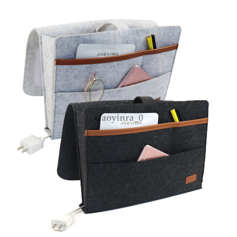 Felt Hanging Sofa Bedside Storage Bag Caddy Pocket Bedroom Phone Holder Book Organizer