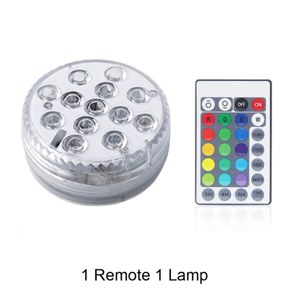 Nedsænket led lys vandtæt undervandslampe fjernbetjening 5v batteri strøm dekorations natlamper til akvarie pool fisketank vase: 1 fjernbetjening 1 lampe / 70 x 28mm