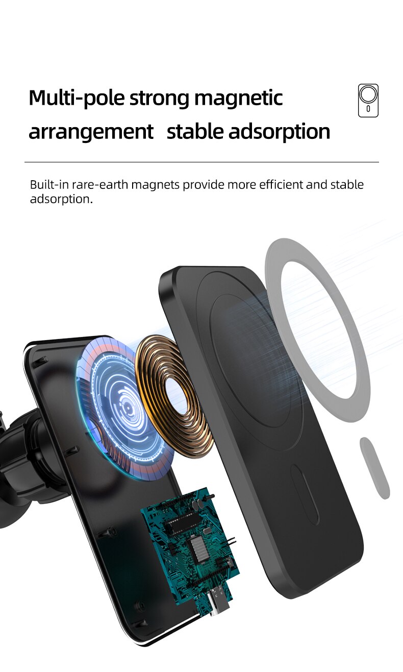 15w magnetiske trådløse oplader bil trådløse opladere til iphone 12 12 pro mini smart telefon holder hurtig ladestation