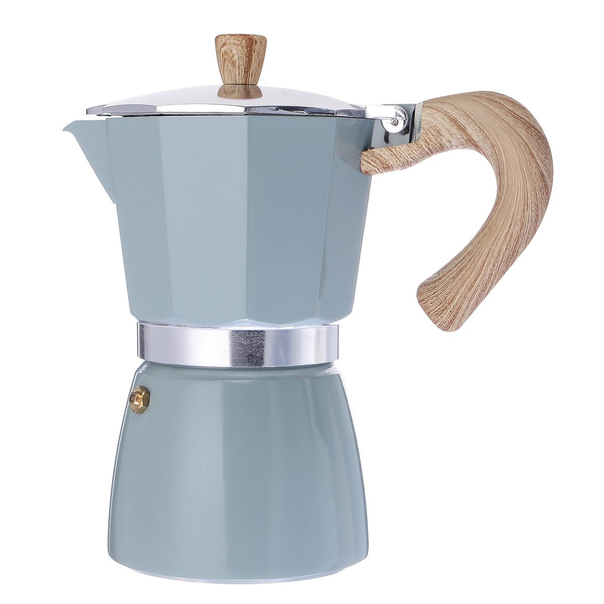 150ml 300ml kaffemaskine aluminium mokka espresso percolator pot kaffemaskine moka pot stovetop kaffemaskine: 150ml blå