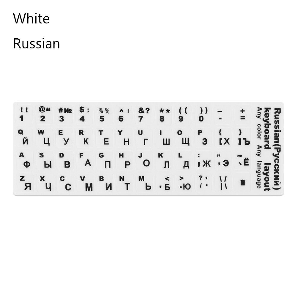 Halksäkra slitstarka ryska bokstäver tangentbord klistermärken för laptop vattentäta tangentbord klistermärken engelska alfabetet layout arabiska: W-ryska