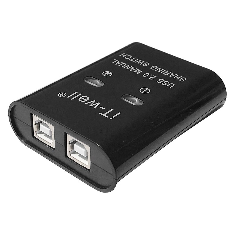 Het-Goed Usb Printer Delen Apparaat, 2 In 1 Out Printer Delen Apparaat, 2-Port Manual Kvm Switching Splitter Hub Converter: Black