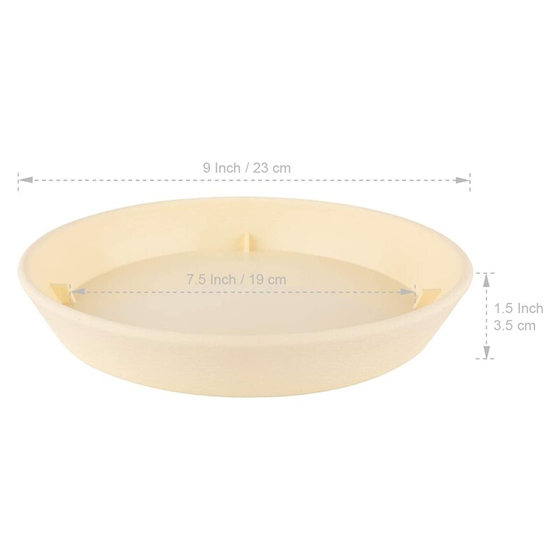 Plast plante blomsterpotte fat 9 tommer beige , 6 per sett, blomsterpottebrett plantebrett, for saftige blomsterpotter