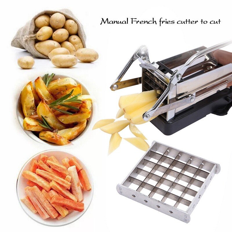 Rustfrit stål kartoffelchipsfremstillingsværktøj hjem manuel pommes frites skiverskæremaskine fransk steg kartoffelskæremaskine: B