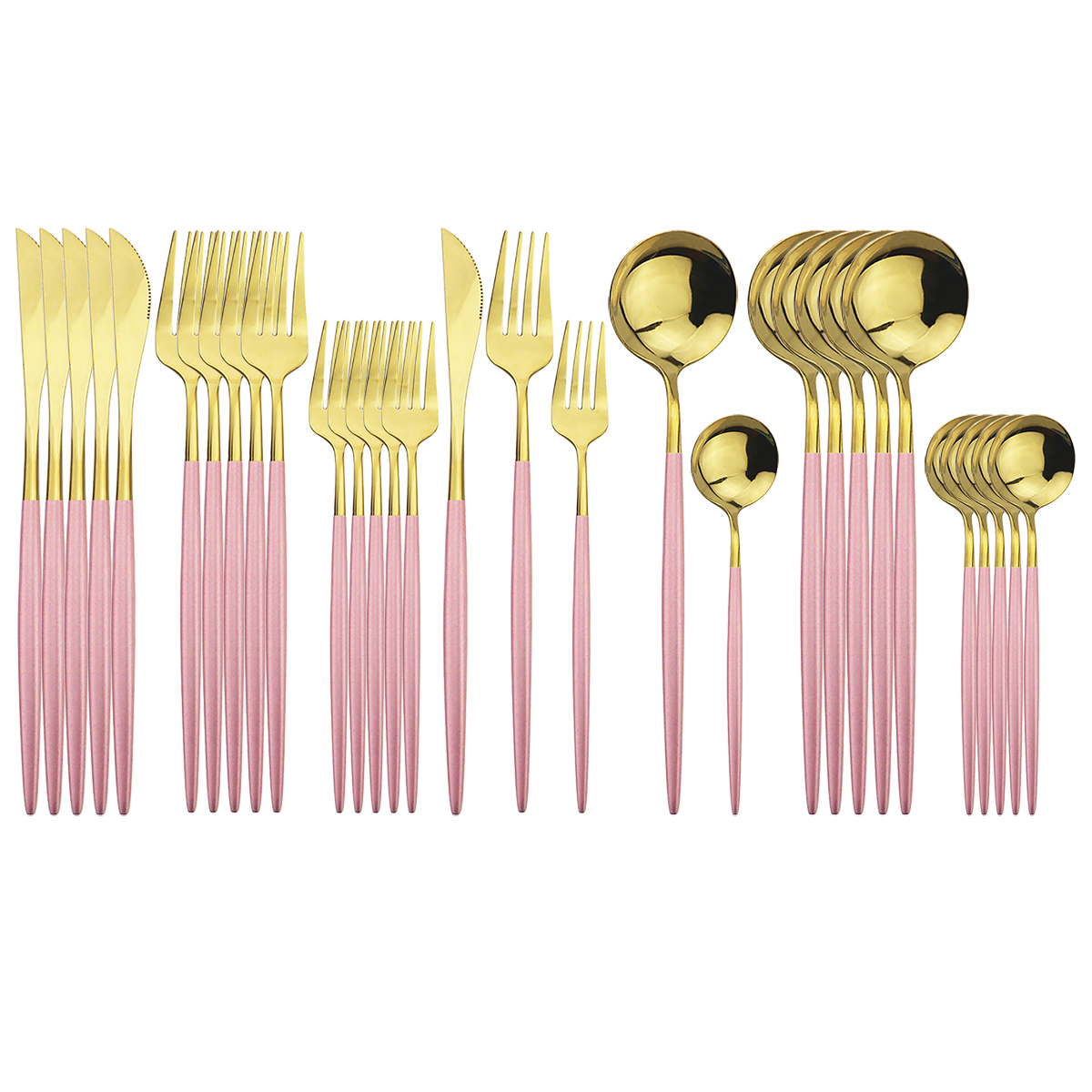 30Pcs Roze Goud Bestek Set 304 Rvs Servies Set Mes Dessert Vork Lepel Bestek Set Keuken Party Servies set: Pink Gold
