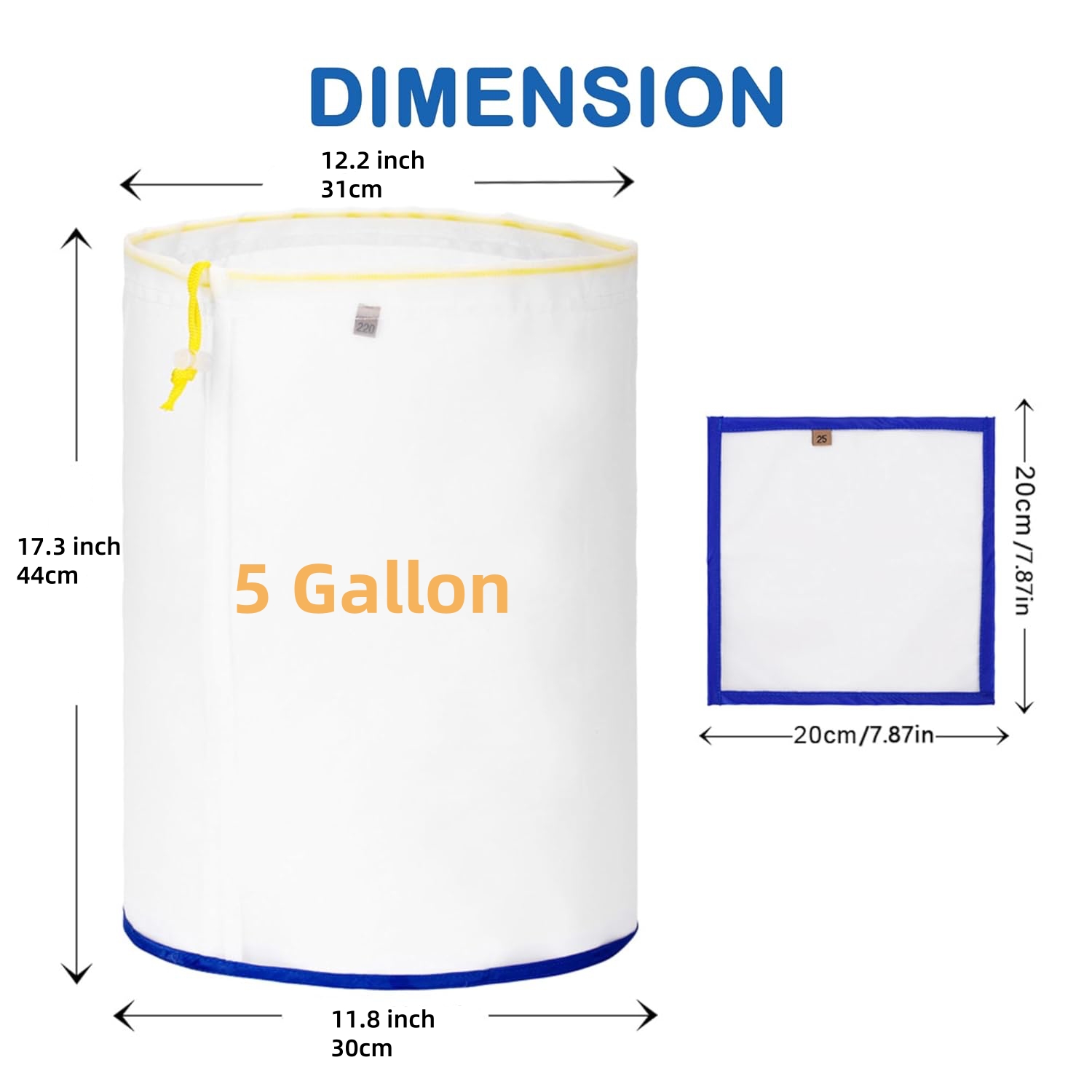 5 Gallon Filter Bag All Mesh Nylon Bubble Hash Bag Garden Grow Bag Hash Herbal Bags Ice Essence Extractor Kit Extraction