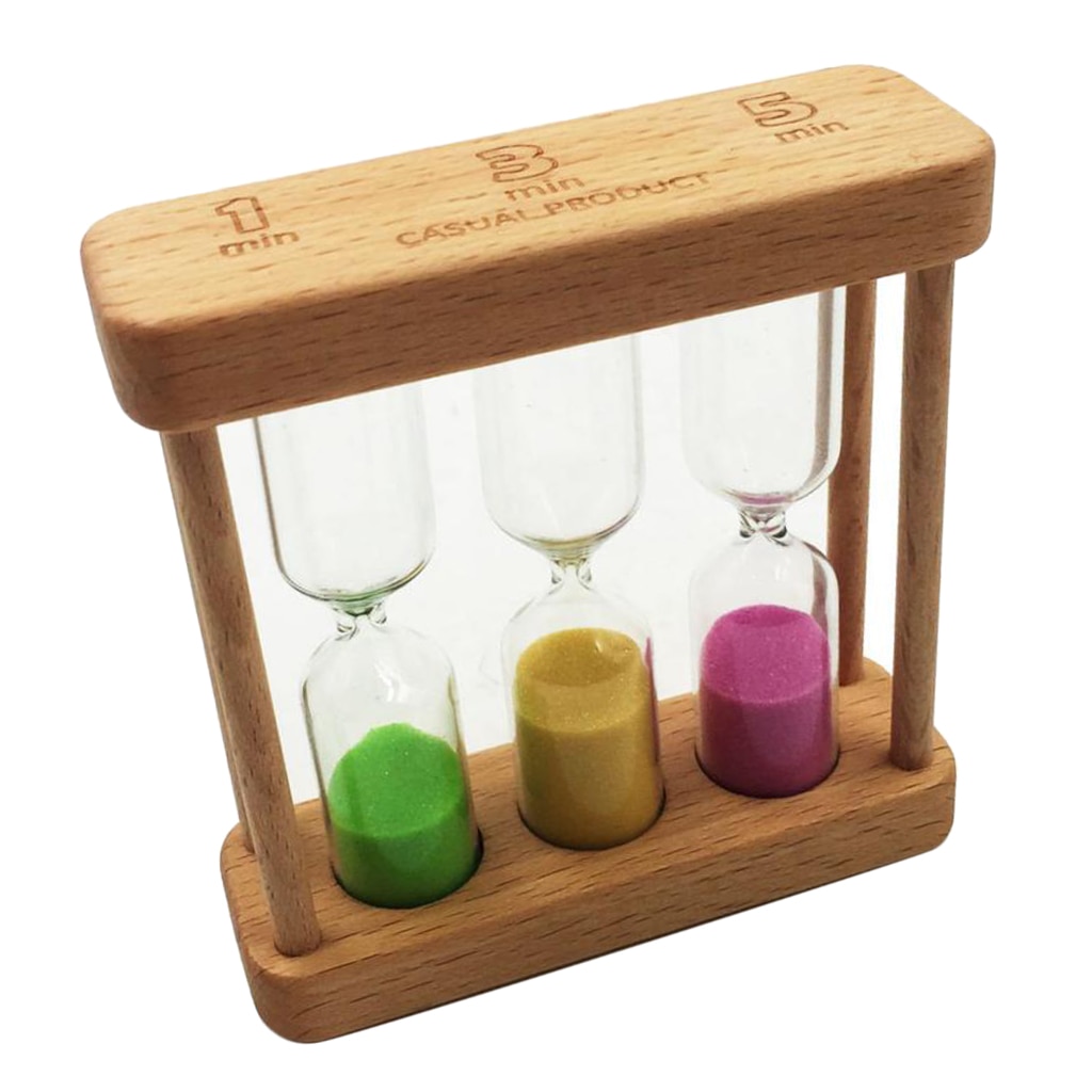 Sand Glass Clock Tea Timer 1 & 3 & 5 Minutes Hourglass Sandglass Home Kitchen Cooking Yoga Sauna Timer - with Steady Wood Frame