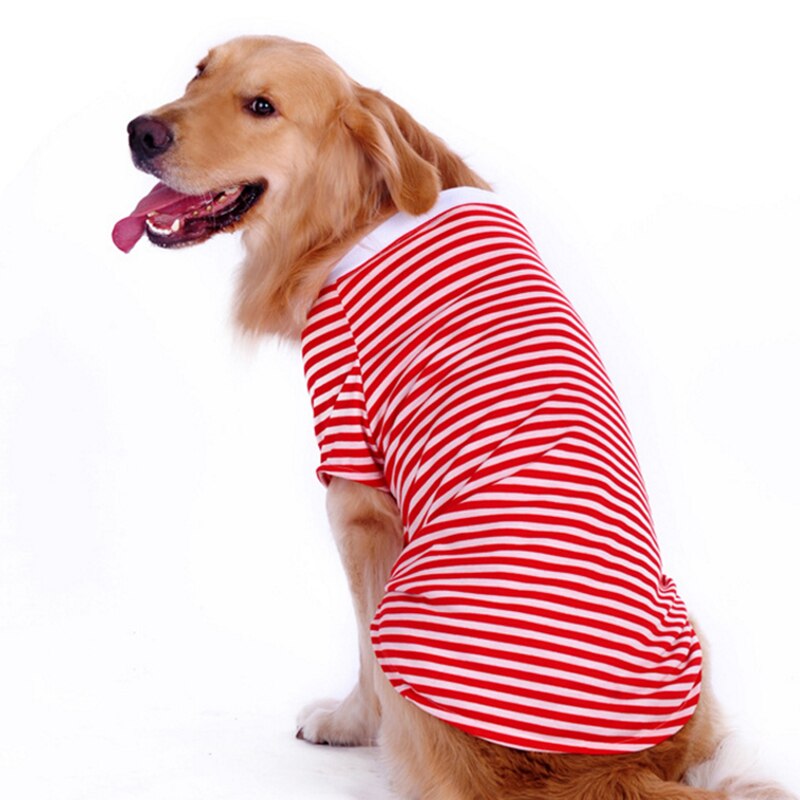 Stor hundetøj sommer stor hund t-shirt pyjamas bomuld hundeskjorte samoyed golden retriever labrador pet coat outfit beklædningsgenstand: Rød / L