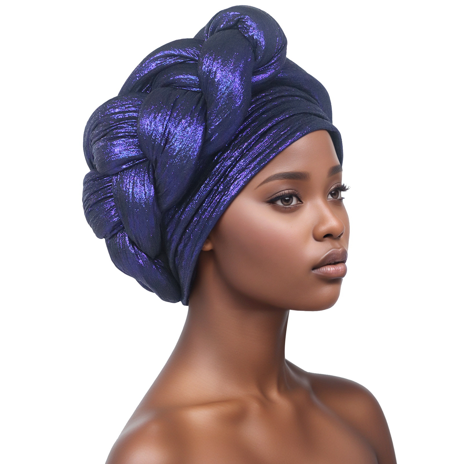Exaggerated Big Braid Turban Cap for Women African Lady Head Wraps Nigeria Autogele Headtie Wedding Party Headgear Turbante: black