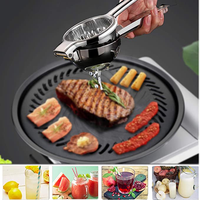 Stainless Steel Extra Large Lemon Squeezer Heavy Duty Squeezer & Fruit Juicer Hand Press with Solid Metal Squeezer Bowl