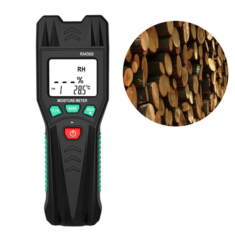 RM068 Digital Moisture Meter Pin Type Humidity Temperature Wood Tile Building Construction Moisture LCD Display Backlight