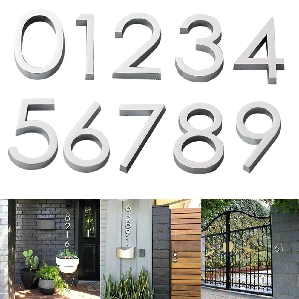Number 3D House Number Sticker Self Adhesive Door Plate Sign Outdoor Mail Box Apartment Hotel Room Number Home Decor