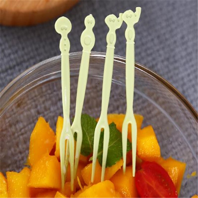 50 pieces of disposable fruit forks eat fruit small forks plastic fruit sticks transparent individually packaged cake dessert fo
