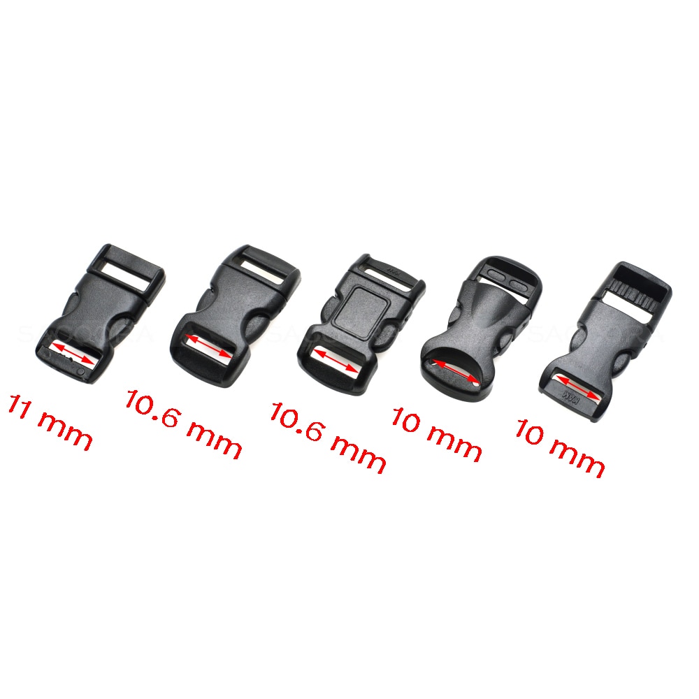 3/8 "(10mm) Voorgevormd Side Release Mini Gespen Voor Paracord Armband/Kat Halsbanden Zwart 12 stks/pak