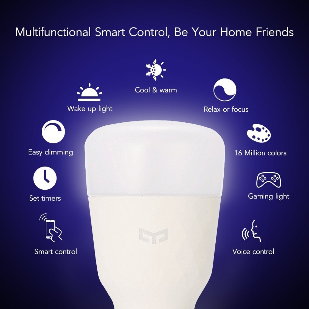 Xiaomi yelight E27 bombilla LED inteligente colorida 800 lúmenes WiFi ojos proteger 10W Lemon Xio mi lámpara mi aplicación de hogar RGB iOS Control remoto