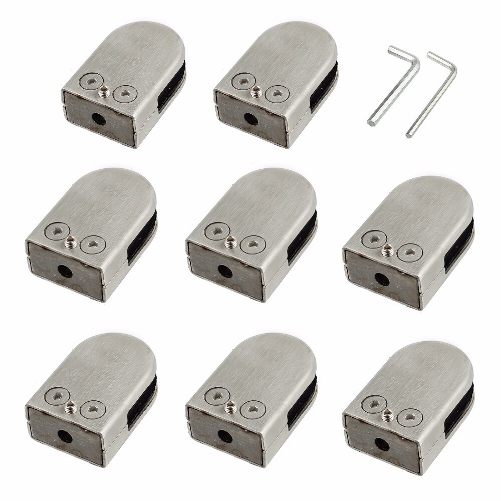Neoteck 8 Uds 6/8/10/12mm acero inoxidable 304 pinza soporte para vidrio Clip soporte parte posterior plana para barandilla de balaustrada de ventana