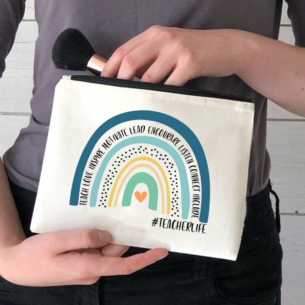 Rainbow Mama torby kosmetyczne piękny nauczyciel torebki na makijaż moda etui na przybory do makijażu zabawna torba do przechowywania duże etui podróżne wielokrotnego użytku: W04066-TBWH-D