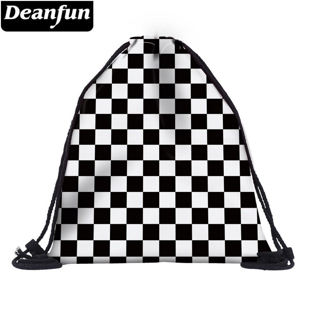 Deanfun Vrouwen 3D Afdrukken Tasje Zwart Wit Geometrische Rugzak Reizen Softback Mens Rugzakken 28316