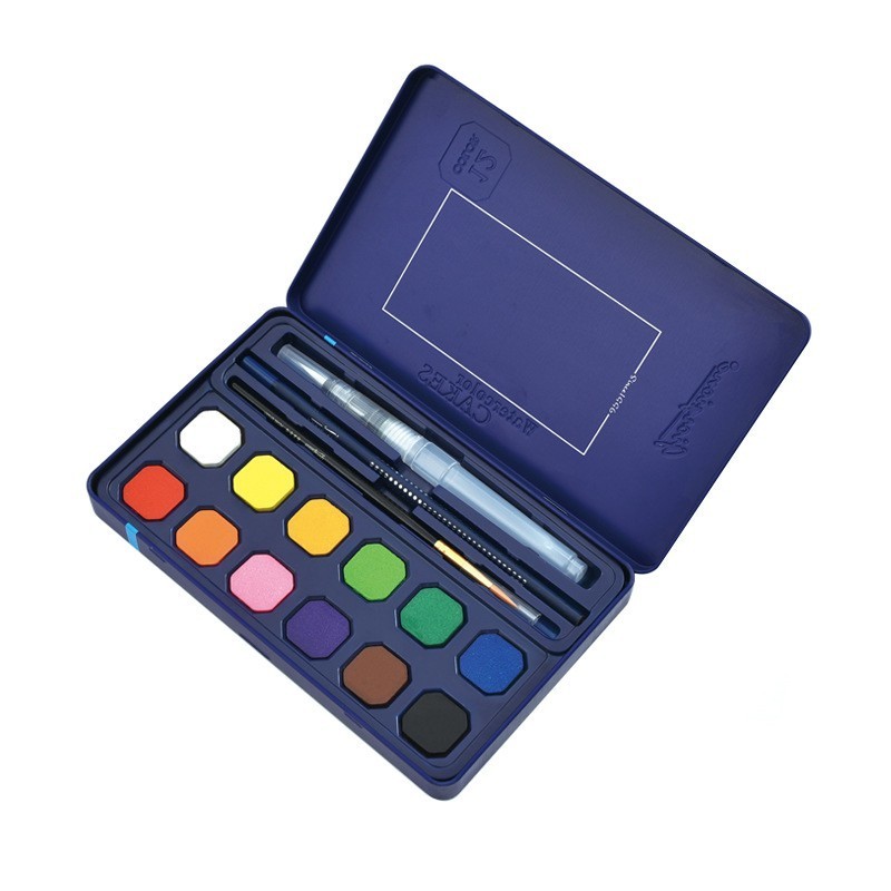 CHENYU 12/18/24/36/48Colors Solid Watercolor Paint Set With Water Brush Pen Watercolor Pigment For Draw Art Supplie: 12 Colors
