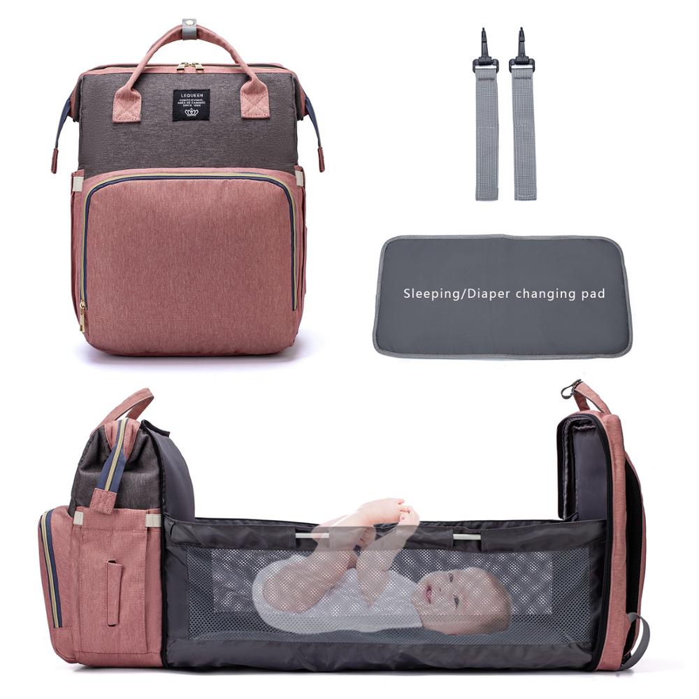 Mode Luiertassen Rugzak Multifunctionele Opvouwbare Baby Bed Wieg Tas Grote Capaciteit Wandelwagen Zak Isolatie Verpleging Druppels
