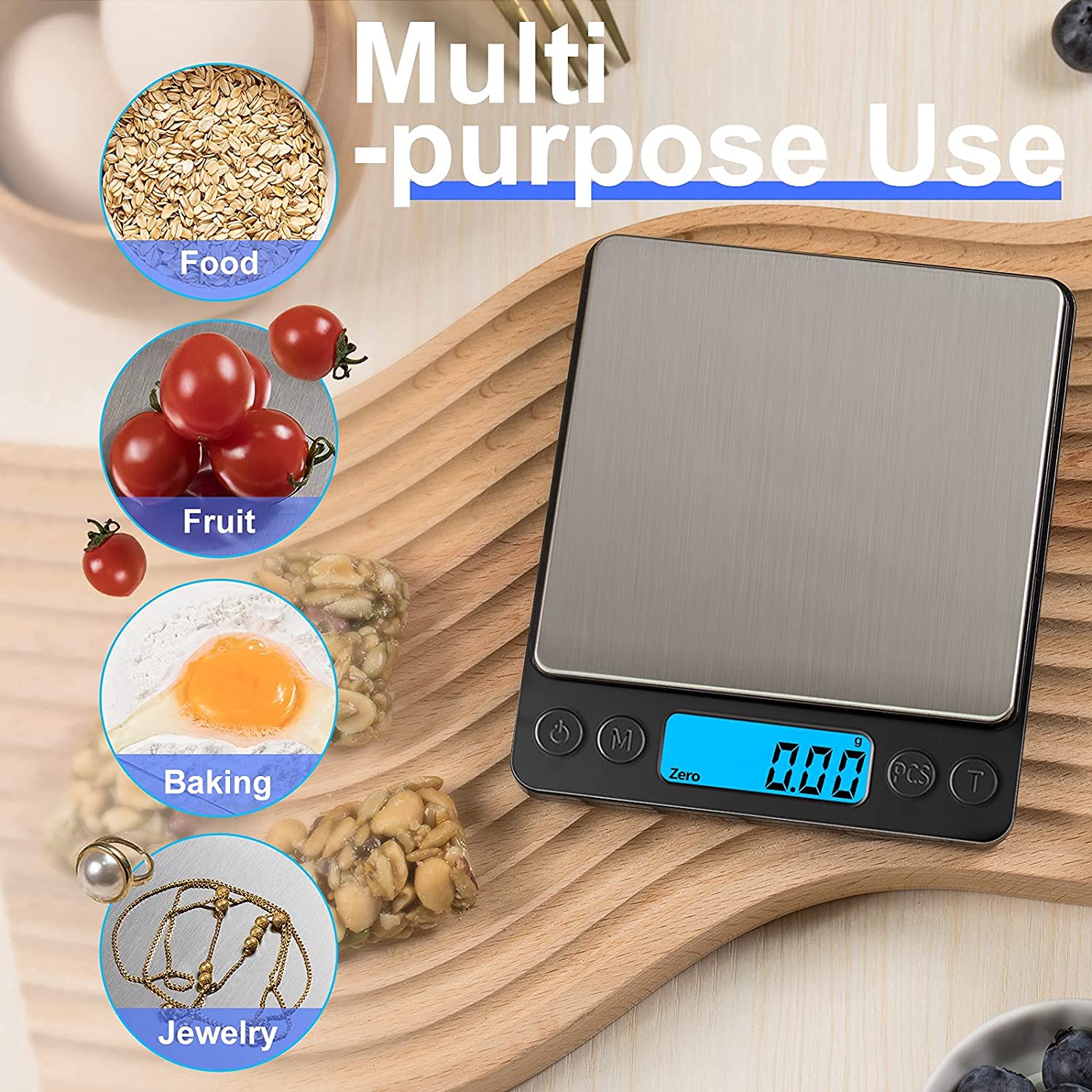 Small Digital Food Scale Ounce/OZ and Gram Scale, Kitchen Scale 3000g/0.1g High Precision for Baking, Soap Making, Jewelry