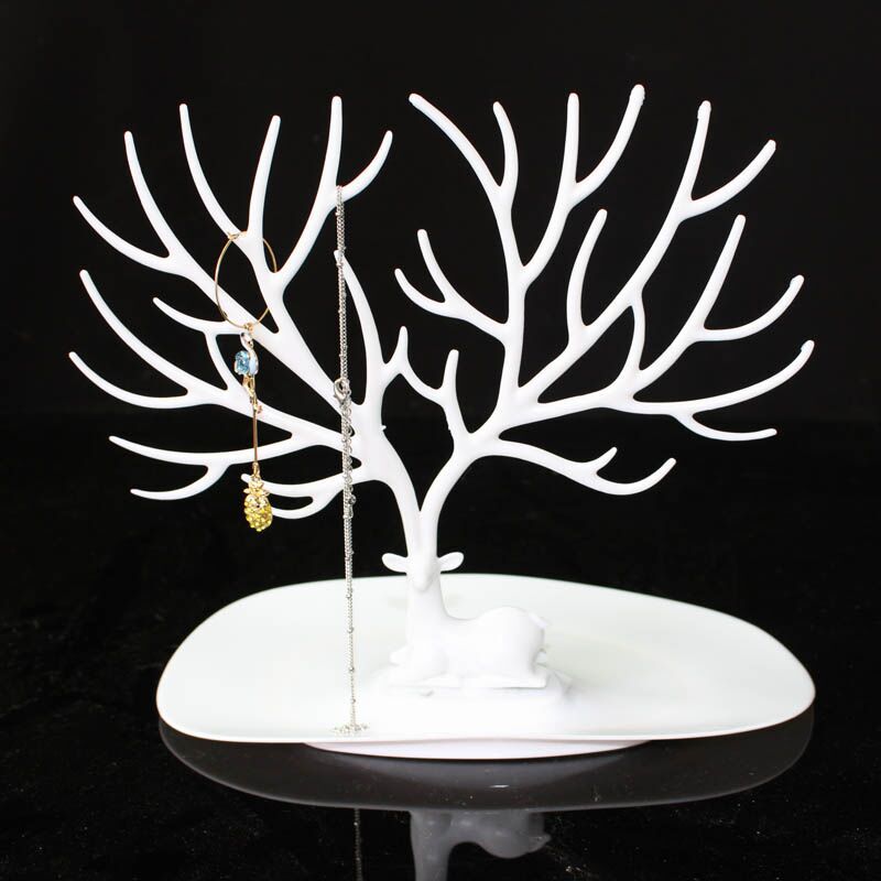 120/180/240/360holes Plastic Clear Earrings Studs Display Rack Folding Screen Earring Jewelry Display Stand Holder Storage Box: white deer