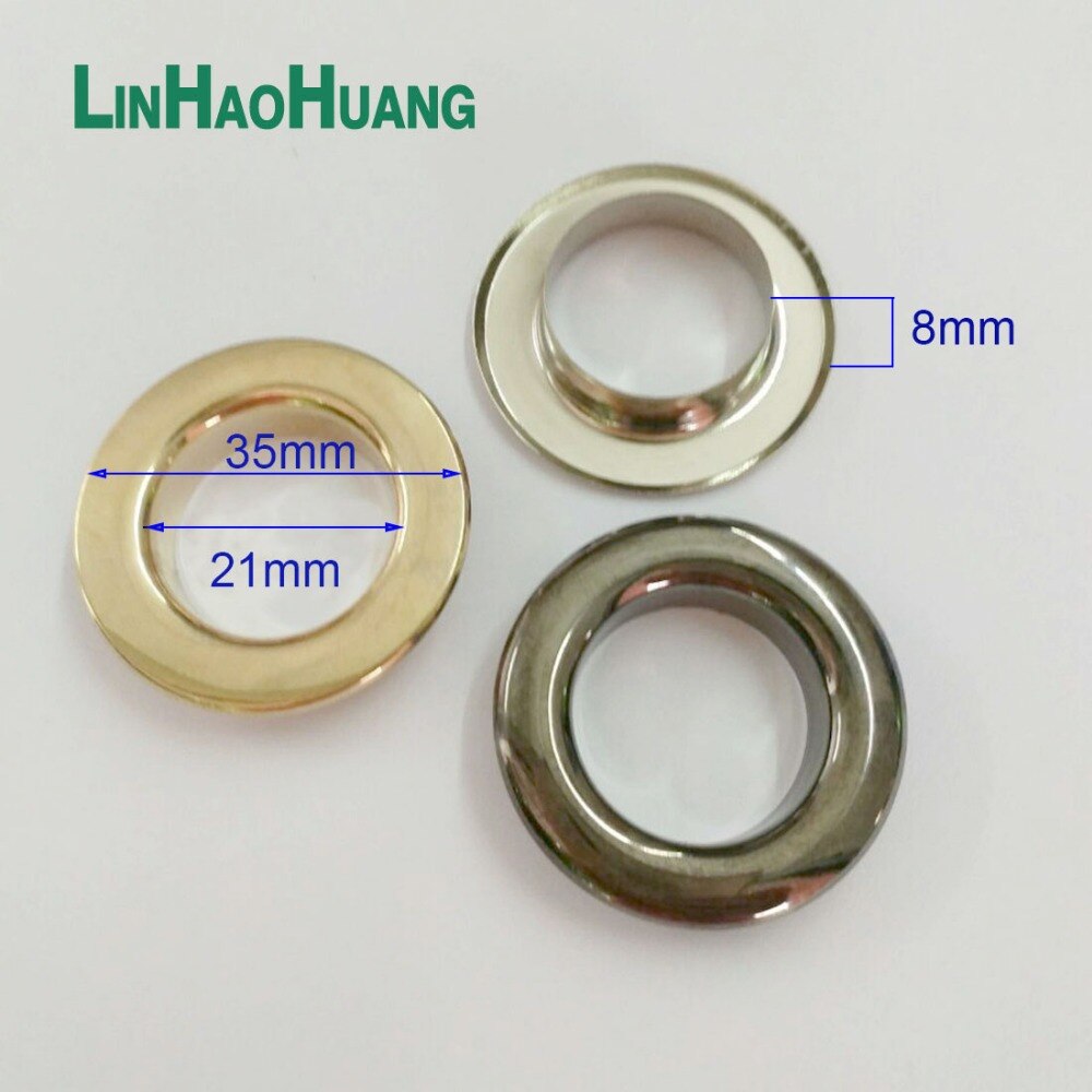 50sets/lot No Sew metal brass eyelets with washer 21mm*35mm Big round metal grommets 3color 2017062202