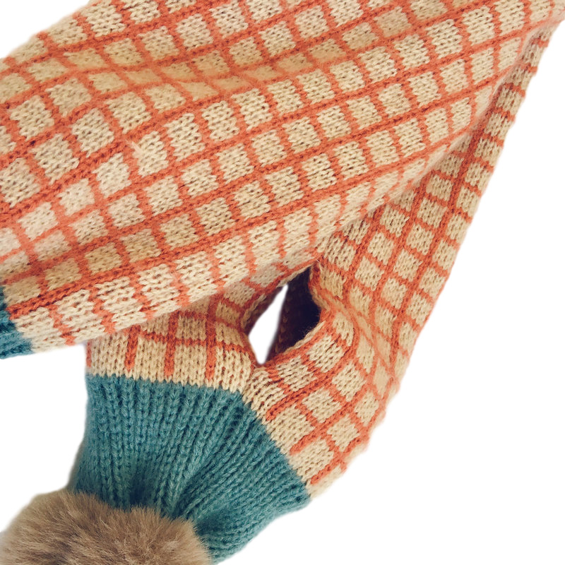 Sciarpa per bambini in pelliccia sintetica per ragazzi ragazze Plaid lavorato a maglia pompon sciarpe per bambini invernali scaldacollo per bambini Unisex sciarpe accessori per bambini