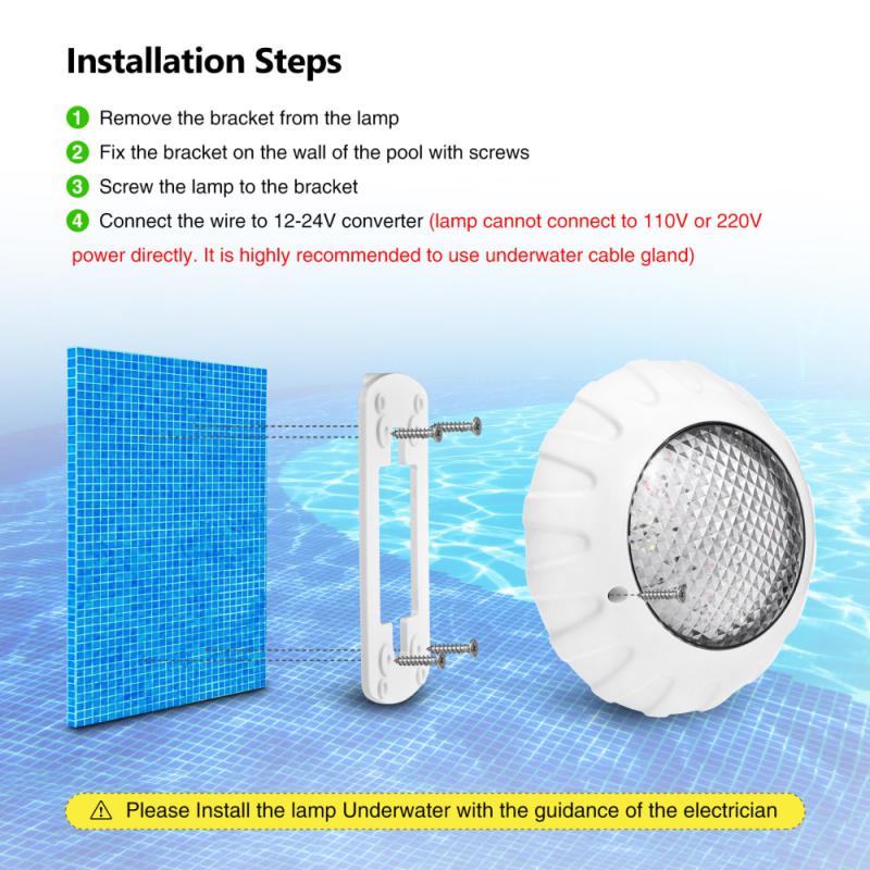 Unterwasser-LED-Poollicht RGB, 45W, IP68, Mit Fernbedienung – Für Schwimmbecken & Pools
