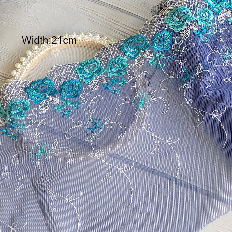 5 Yards 17-26cm Multicolor Mesh Embroidery Lace Trim Handmade DIY Needlework Sewing Doll Dress Clothing Material 150