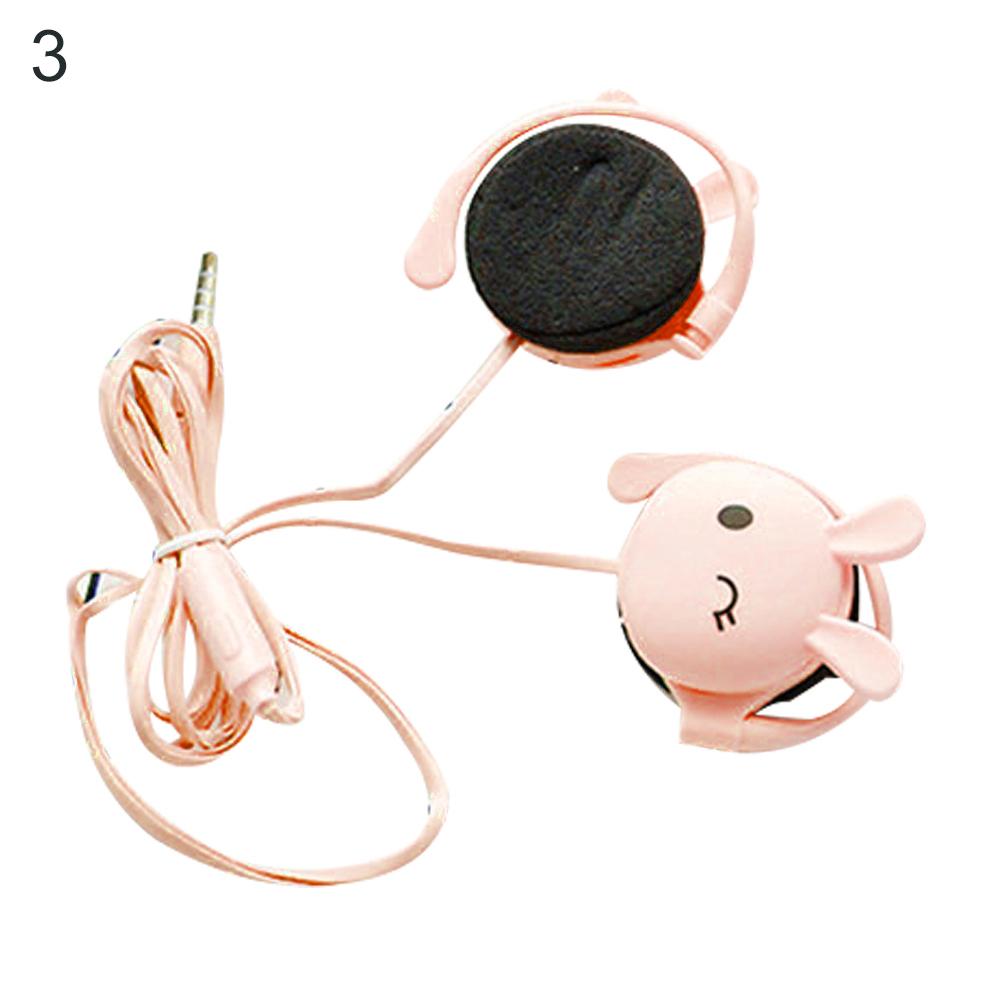Niedlicher hasen-stereo-kopfhörer mit mikrofon und 3.5mm ohrbügeln, sport-headset